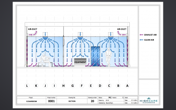 cleanroom wanden zijn hol voor leidingwerk en retourlucht